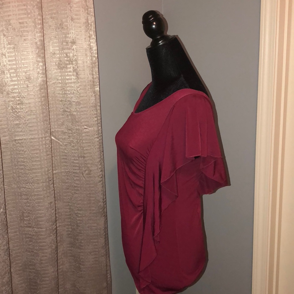 Sensational Ruffled Maroon Top - Picture 2 of 4